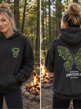 Beautiful Dystopia Grim Days Black Graphic Hoodie